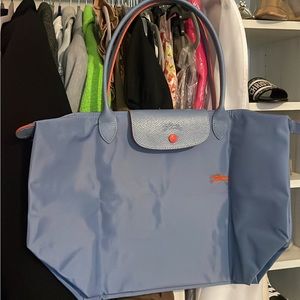 Small Le Pliage Blue Recycled Canvas Shoulder Tote